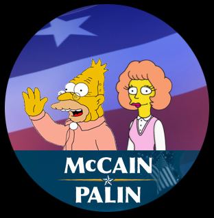 abe simpson as mccain and maude flanders as palin